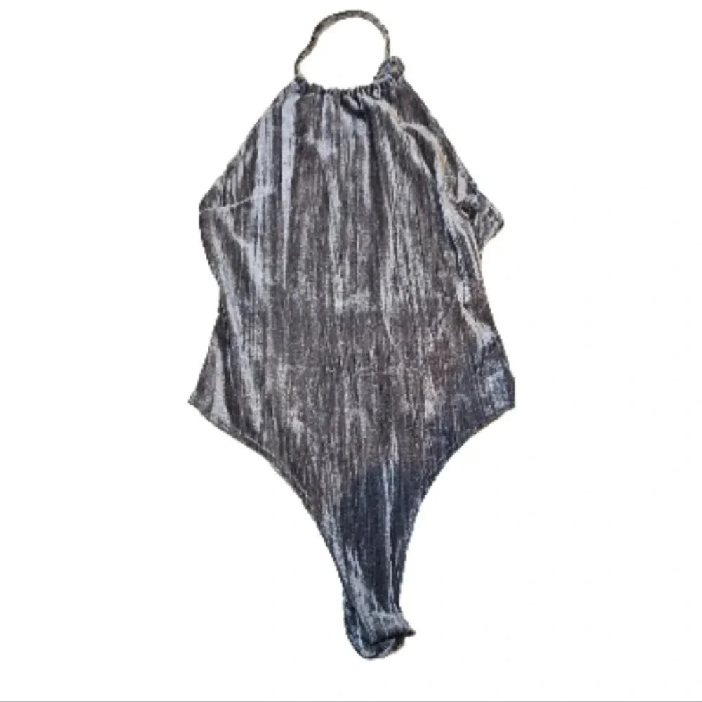Out From Under Urban Outfitters Womens Gray Velvet Halter Party Bodysuit L - Picture 8 of 14